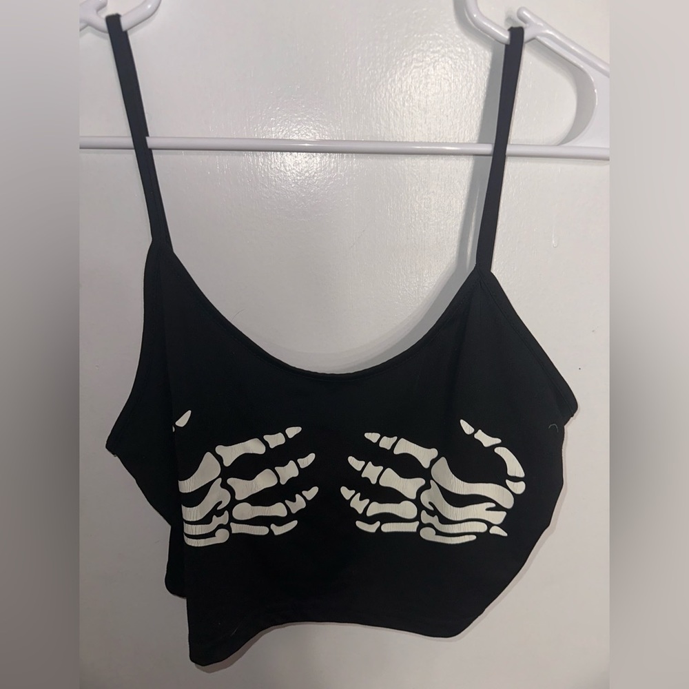 SHEIN Coolane Skeleton Print Crop Cami Top Size L